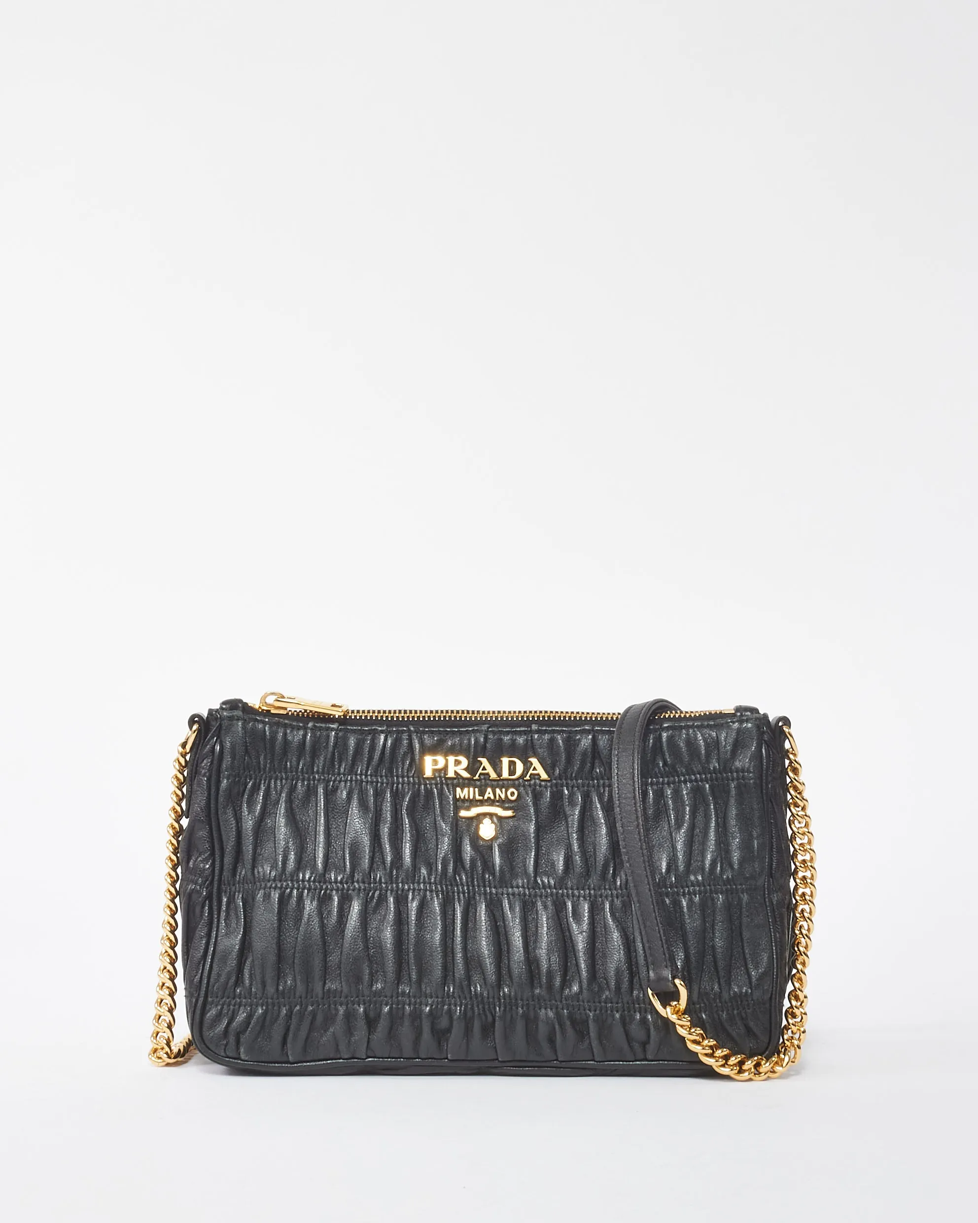 Prada Black Nappa Leather Gaufre Crossbody Bag