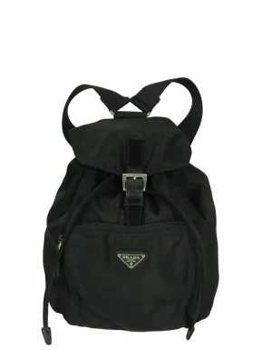 Prada Black Nylon Mini Backpack w/ Front Pocket