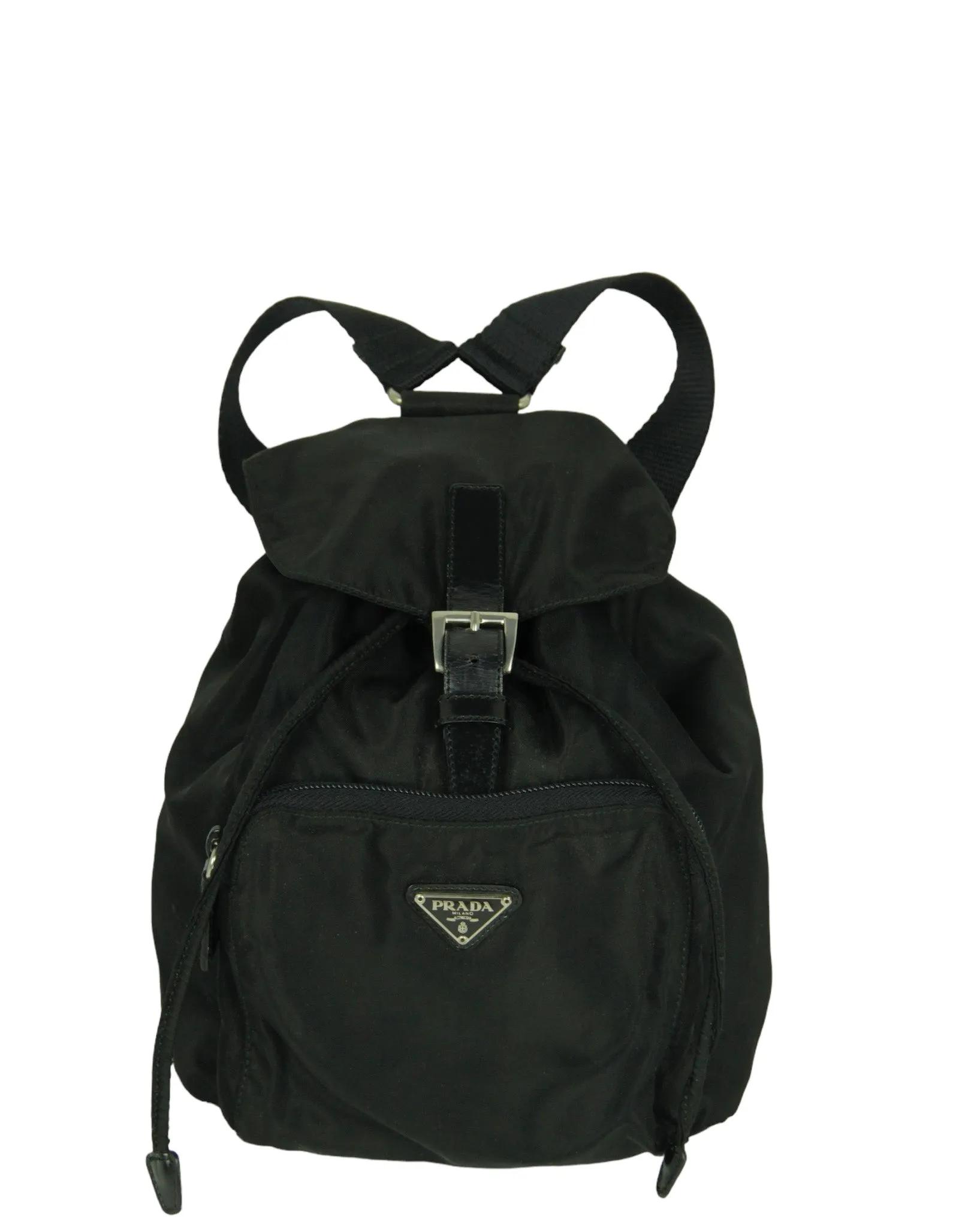 Prada Black Nylon Mini Backpack w/ Front Pocket