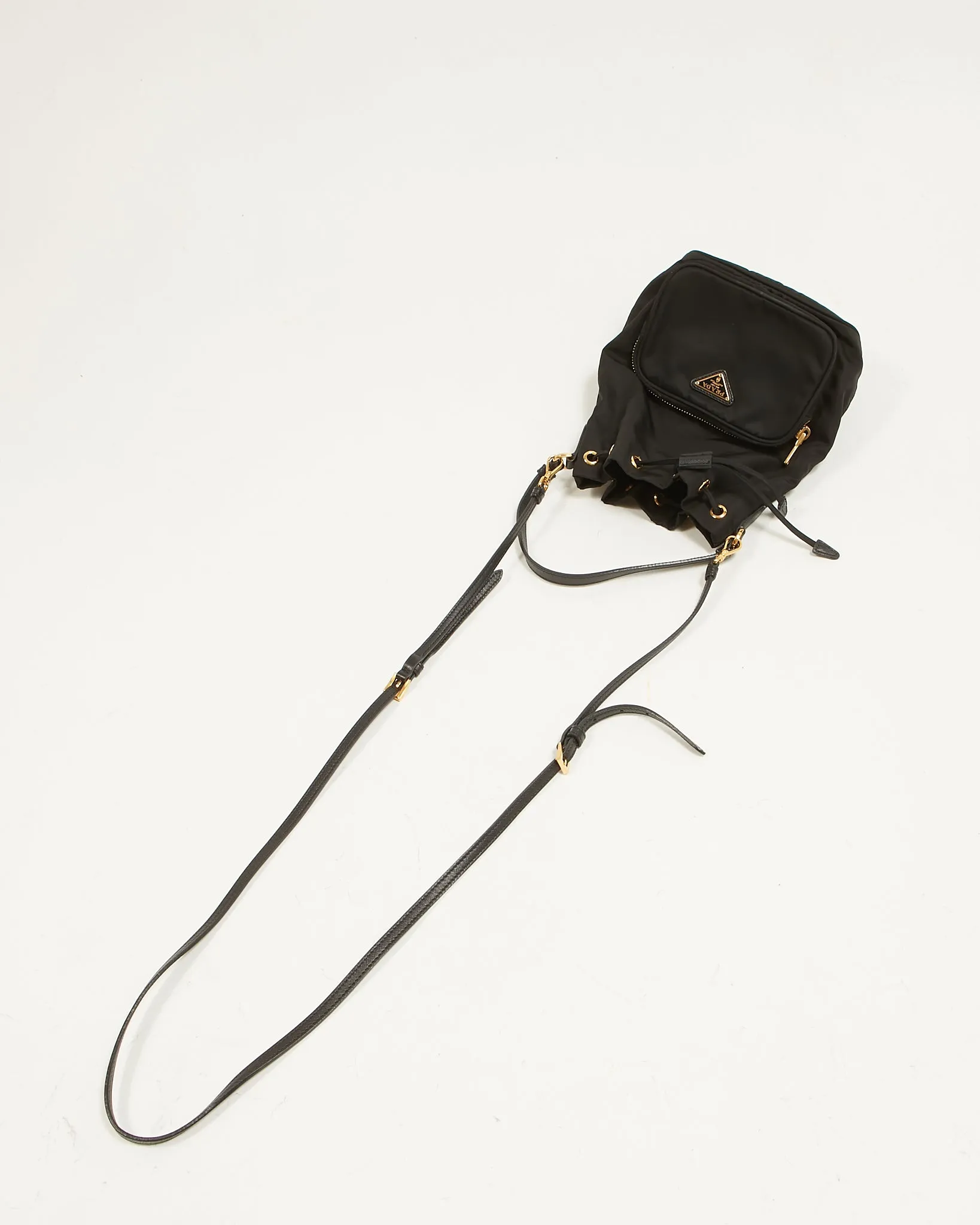 Prada Black Nylon Mini Tessuto Duet Bucket Bag