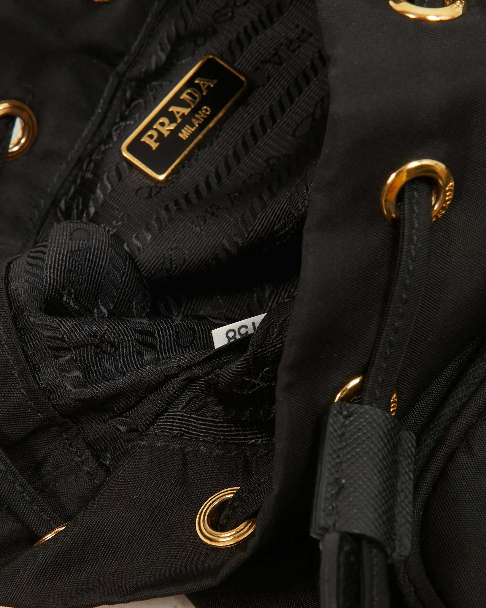 Prada Black Nylon Mini Tessuto Duet Bucket Bag