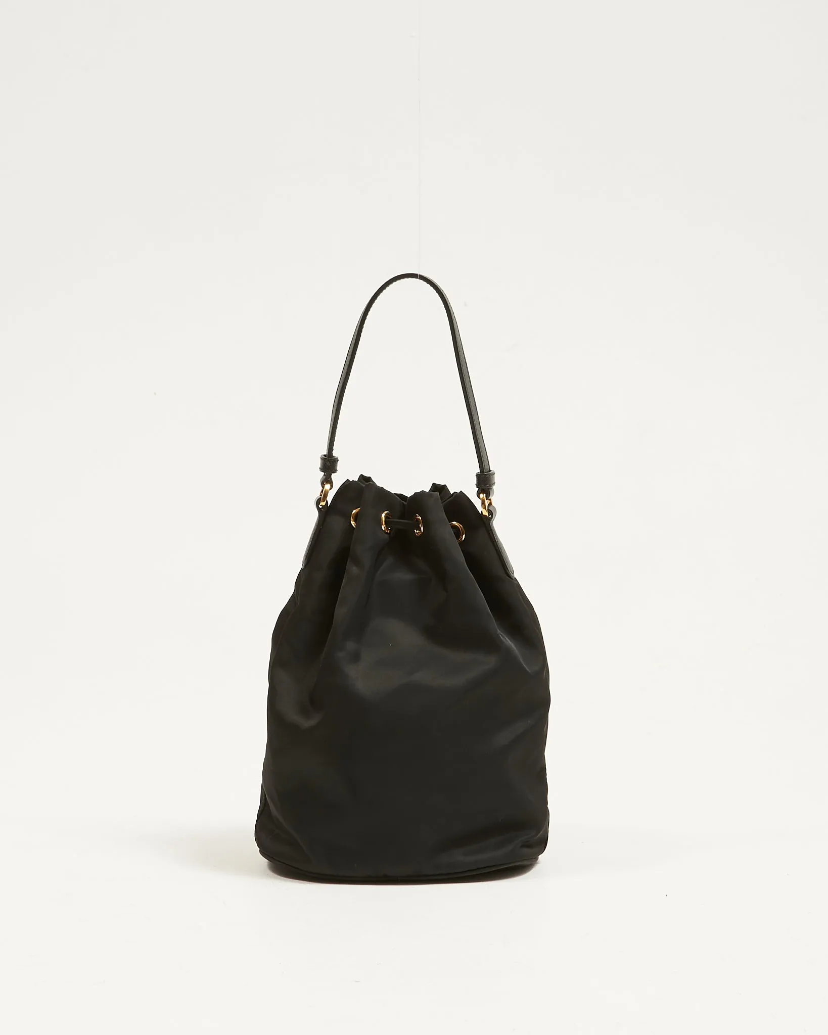 Prada Black Nylon Mini Tessuto Duet Bucket Bag