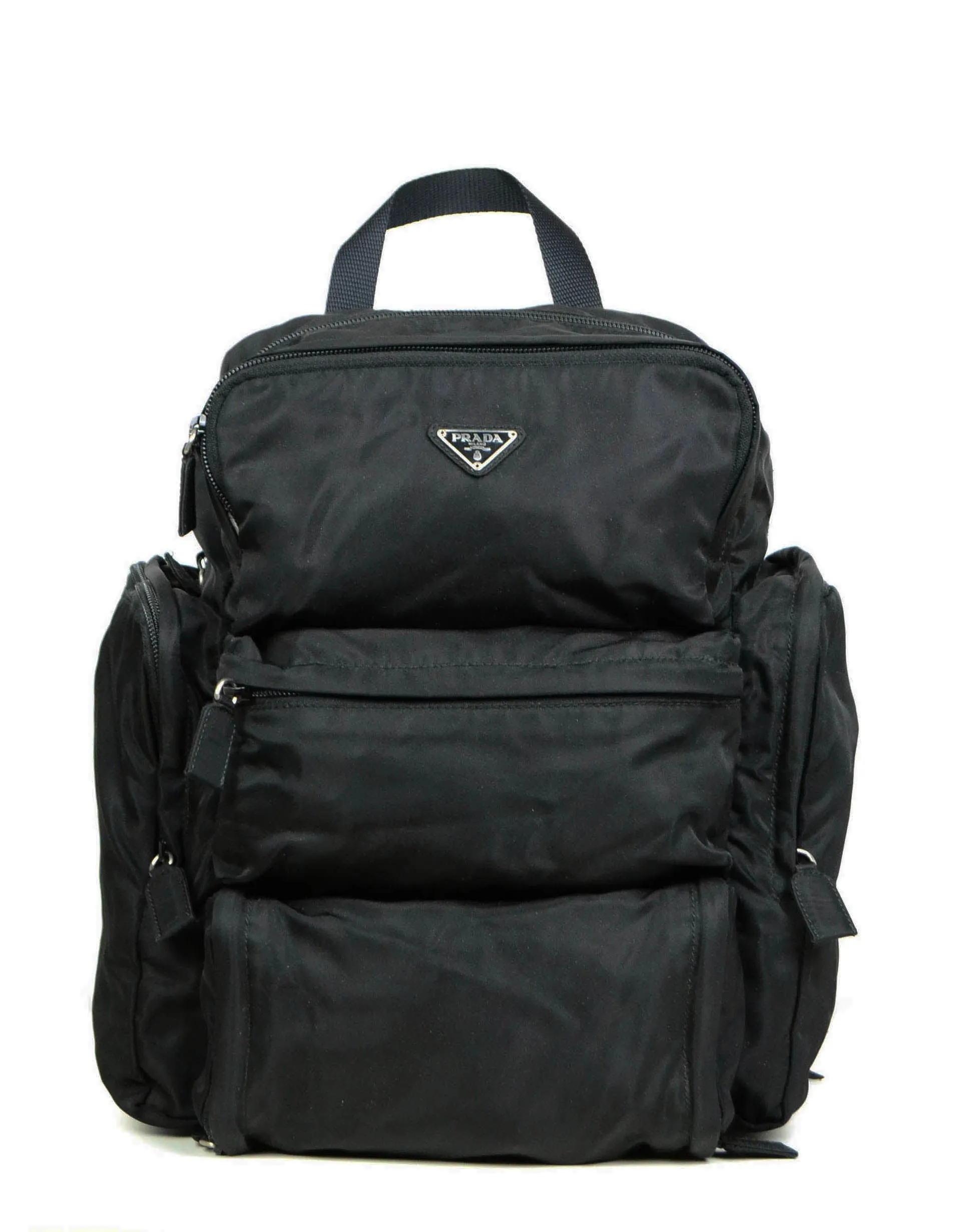 Prada Black Nylon Multipocket Backpack Bag