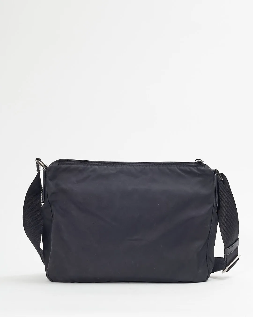 Prada Black Nylon Tessuto Messenger 2 ZIp Pocket Bag
