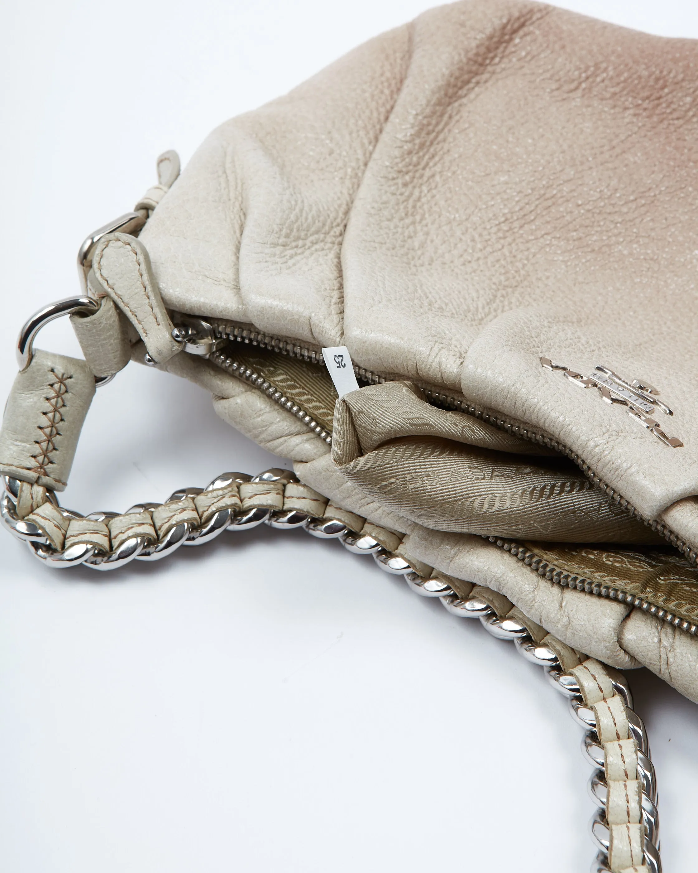 Prada Gradient Neutral Shiny Leather Chain Shoulder Bag