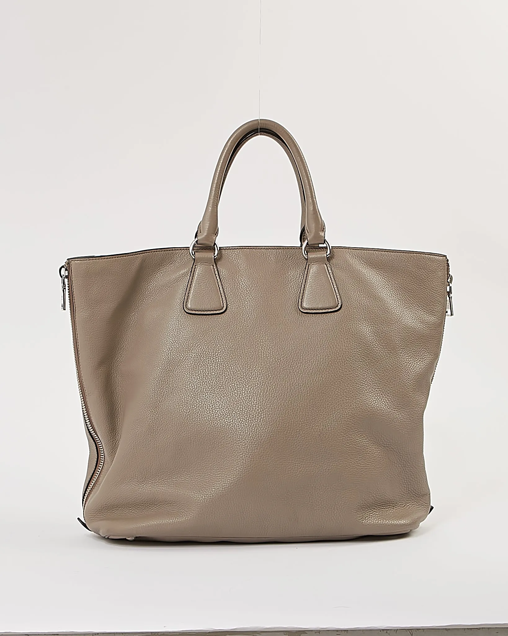 Prada Grey Leather Tote Convertible Tote Bag