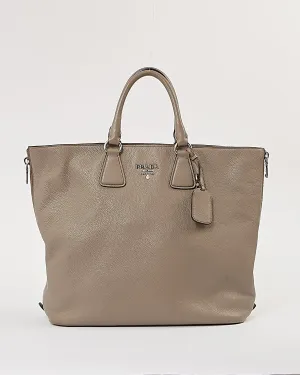Prada Grey Leather Tote Convertible Tote Bag