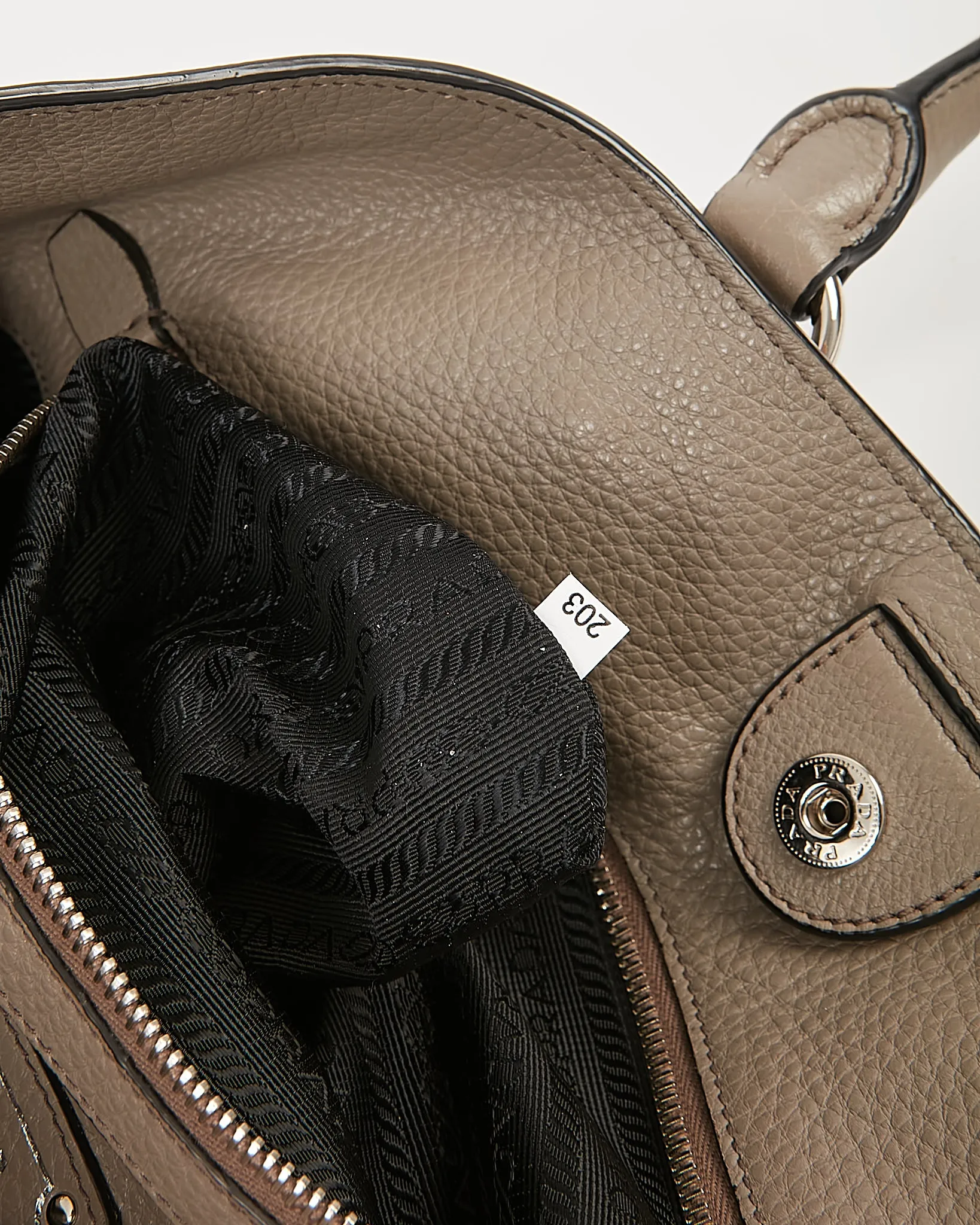 Prada Grey Leather Tote Convertible Tote Bag