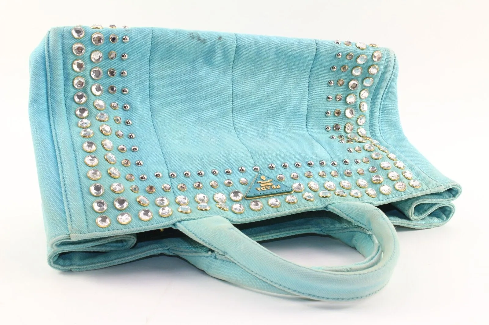 PRADA Light Blue 2way Crystal Grommet Tote 1PR1220K