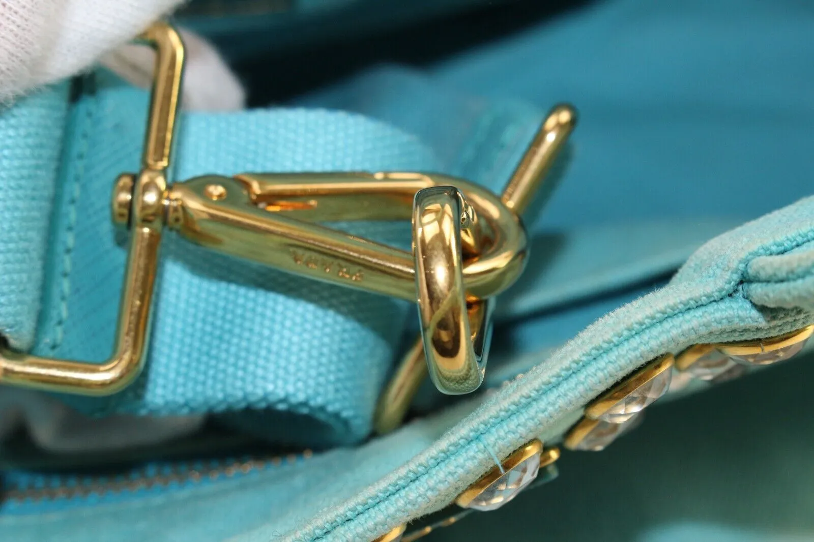 PRADA Light Blue 2way Crystal Grommet Tote 1PR1220K