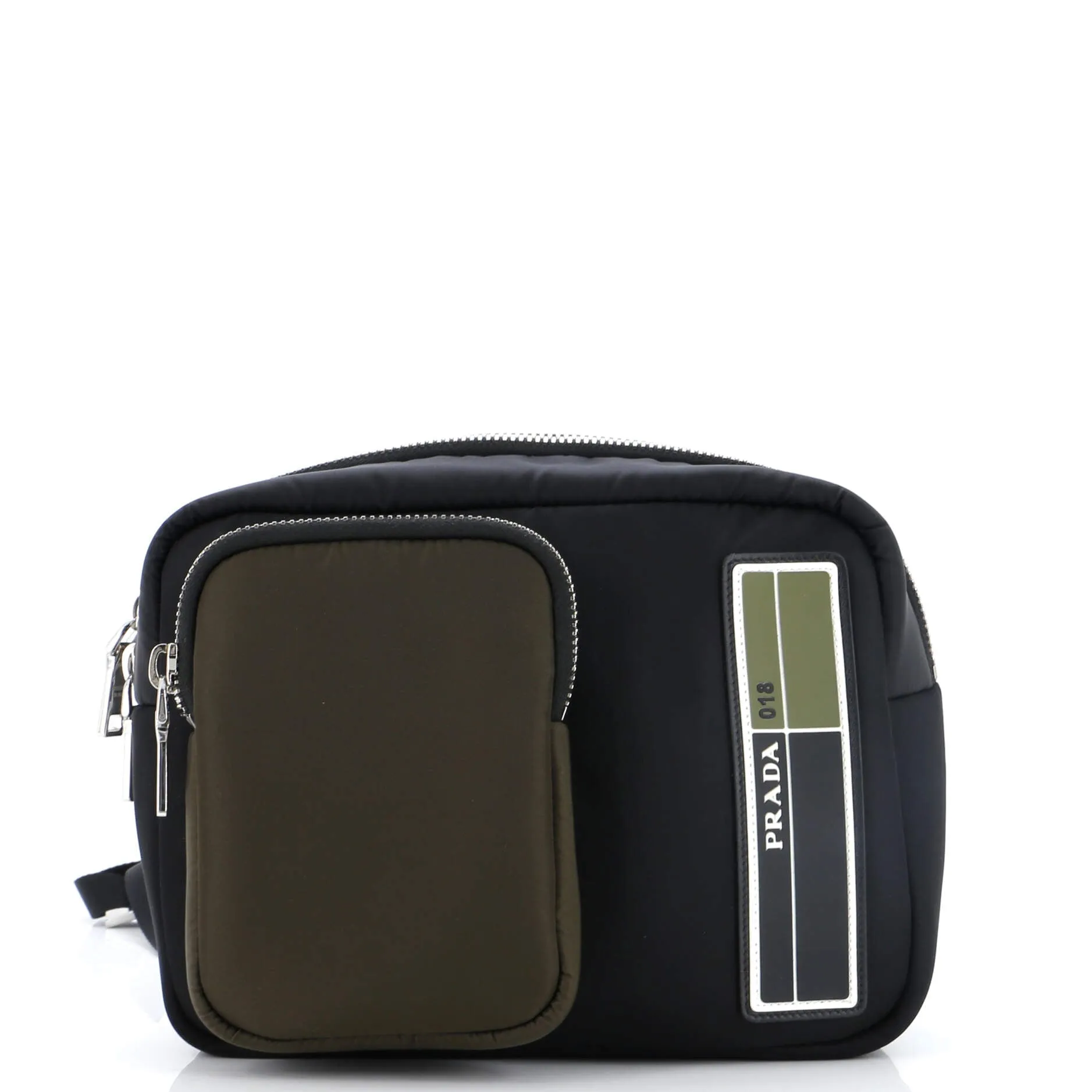 PRADA Logo Patch Zip Backpack Tessuto Small