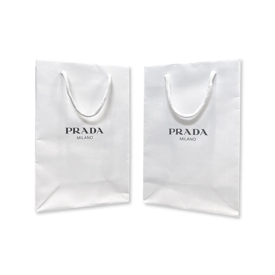 Prada Shopping Gift Bag  Designer White Paper Small Set of 2