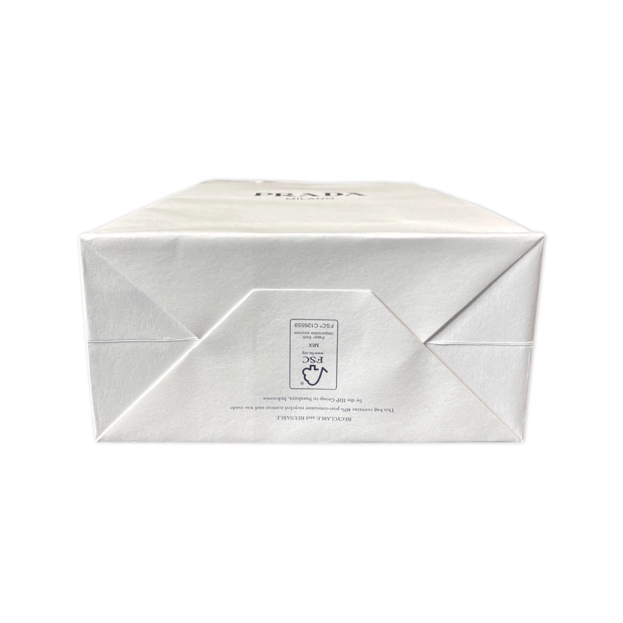 Prada Shopping Gift Bag  Designer White Paper Small Set of 2