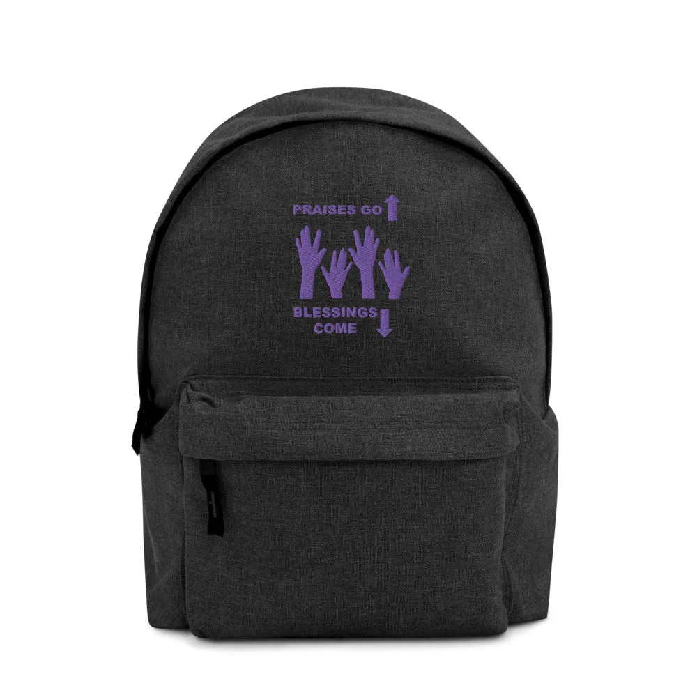 Praises Up Embroidered Backpack