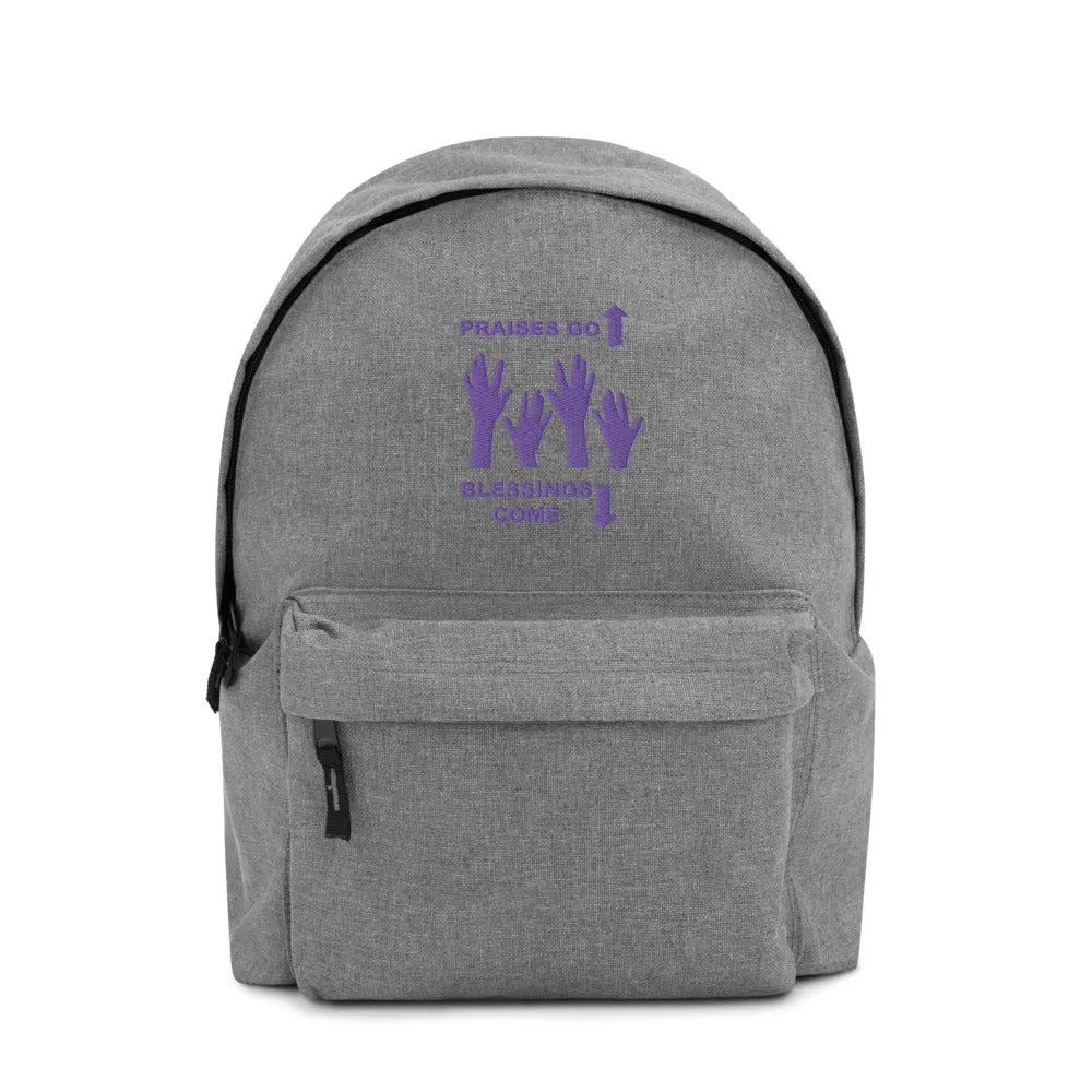 Praises Up Embroidered Backpack