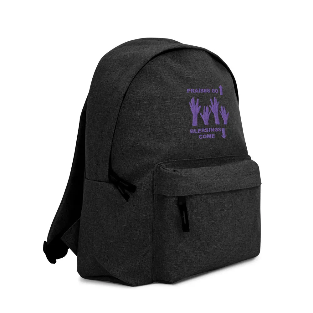 Praises Up Embroidered Backpack