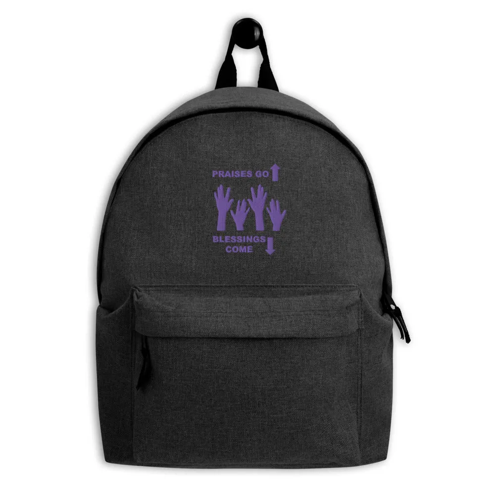 Praises Up Embroidered Backpack