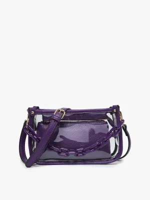 Purple Jessica Clear Crossbody w/ Chain
