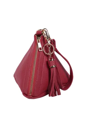 Pyramid Shape Leather Wristlet Bag Burgundy - Pack of 6