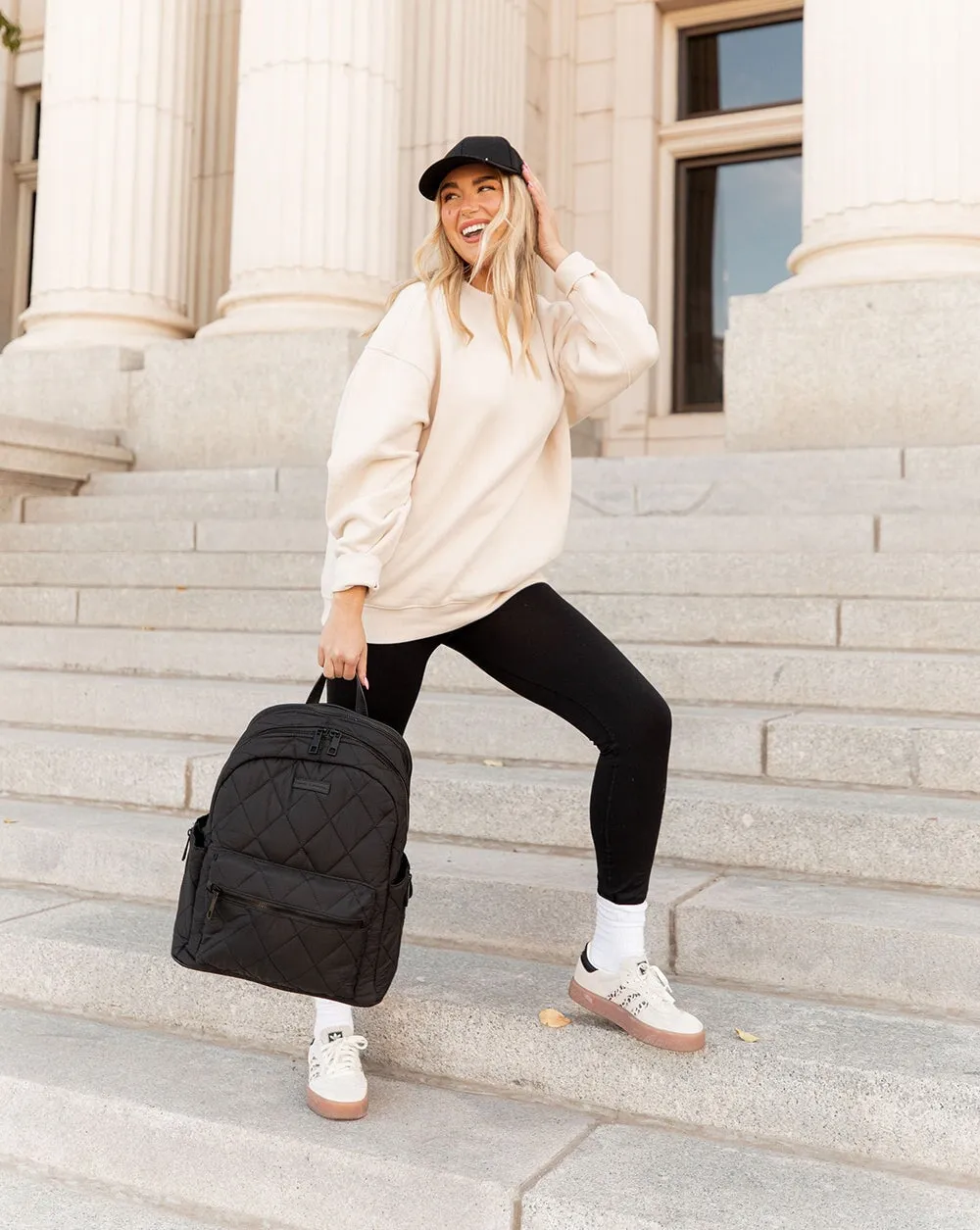 Quilted Brooklyn Backpack black