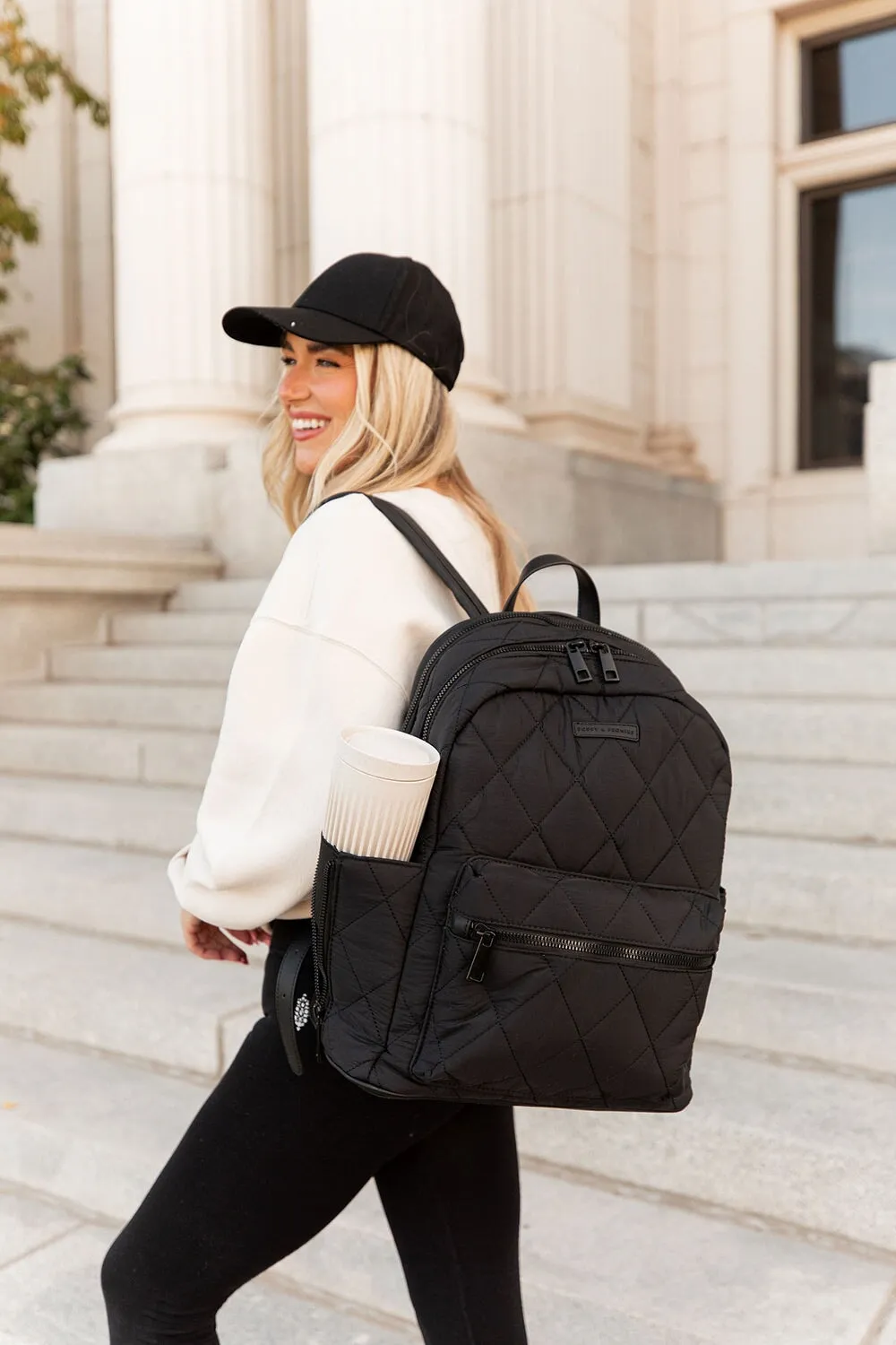 Quilted Brooklyn Backpack black