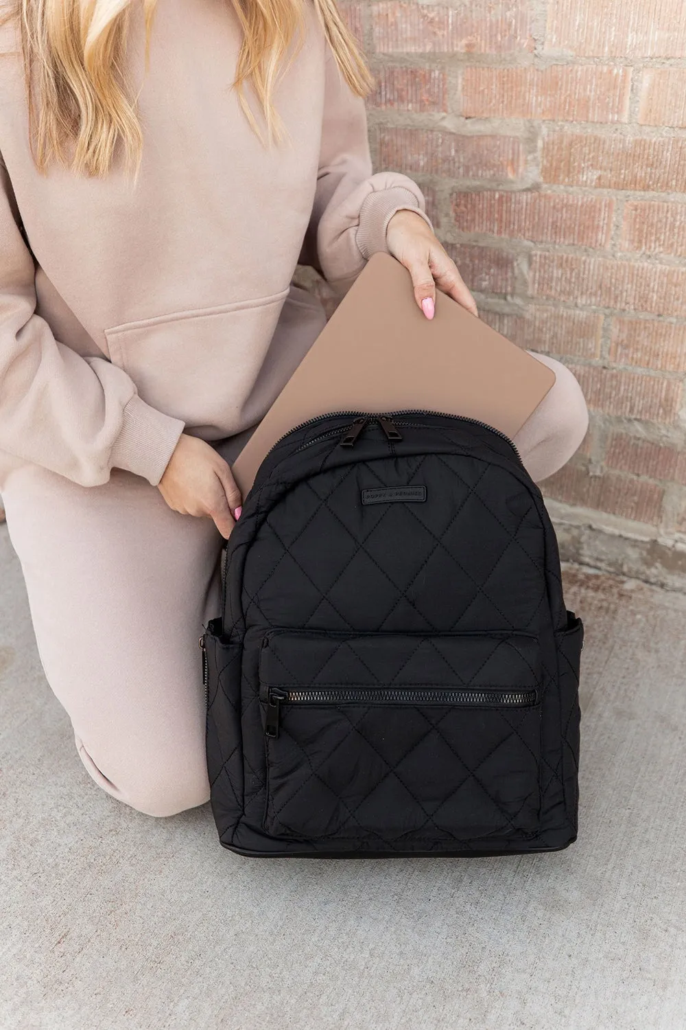 Quilted Brooklyn Backpack black