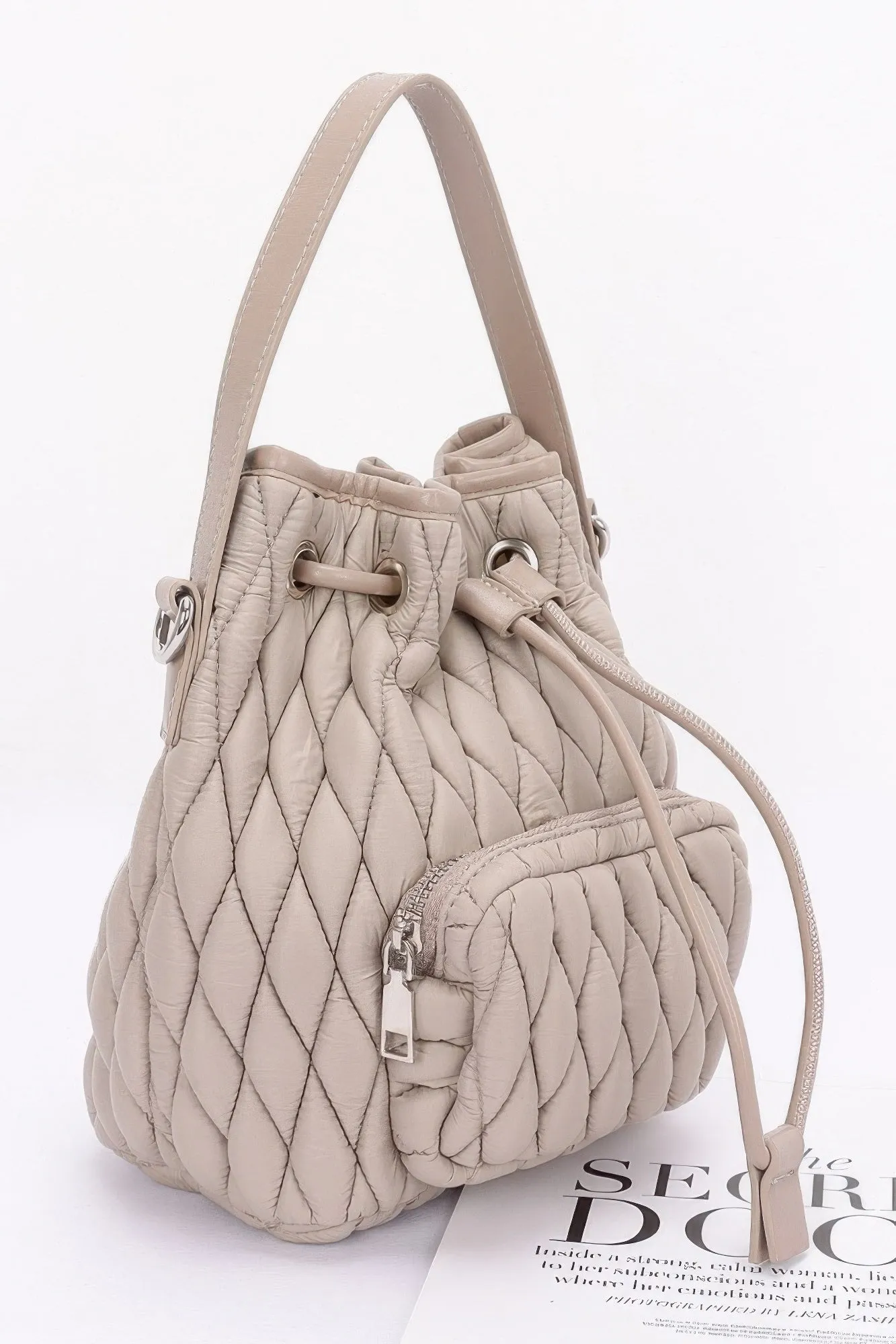 Quilted Faux Leather Bucket Bag