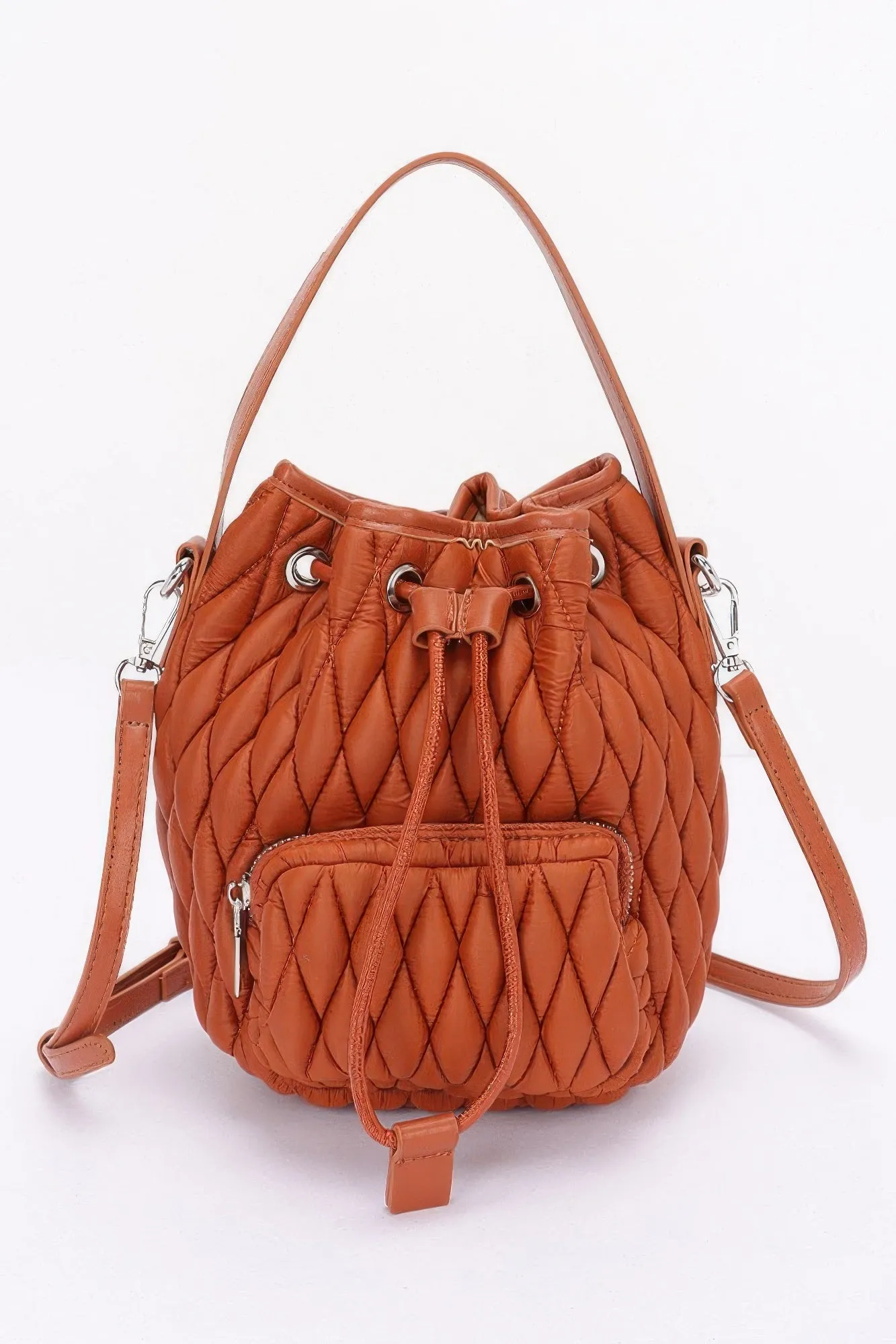 Quilted Faux Leather Bucket Bag