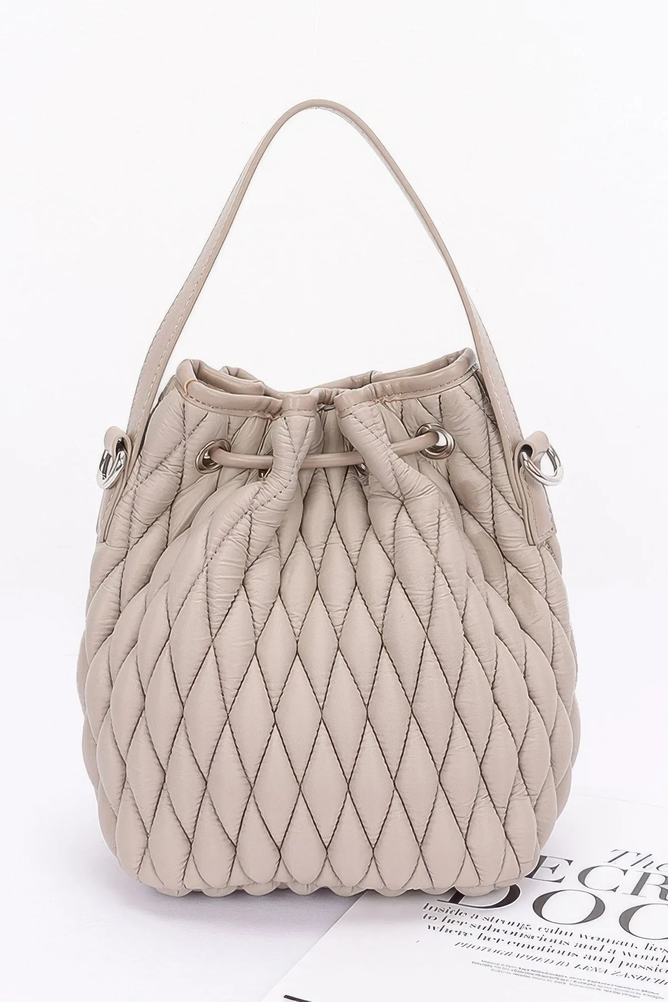 Quilted Faux Leather Bucket Bag