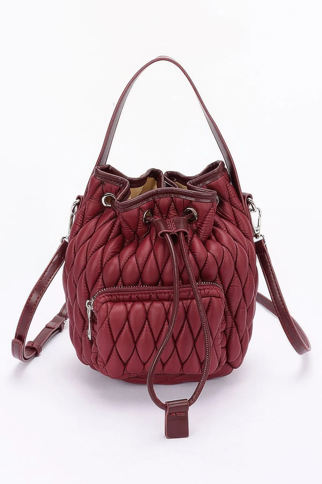 Quilted Faux Leather Bucket Bag
