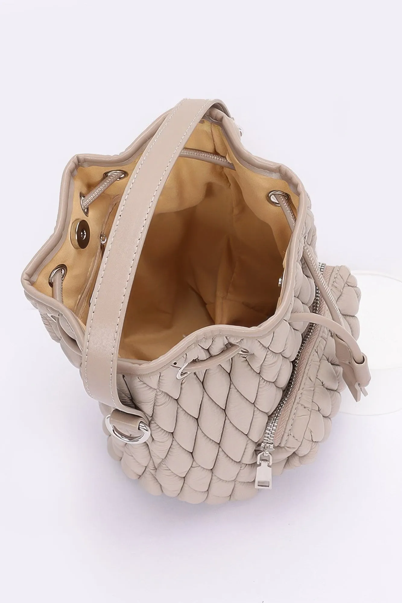 Quilted Faux Leather Bucket Bag
