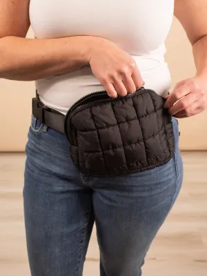 Quinn Quilted Belt Bag in Black