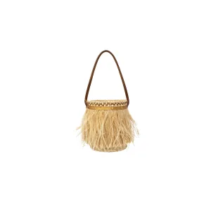 "Feathers" Mini Bucket with Leather handle