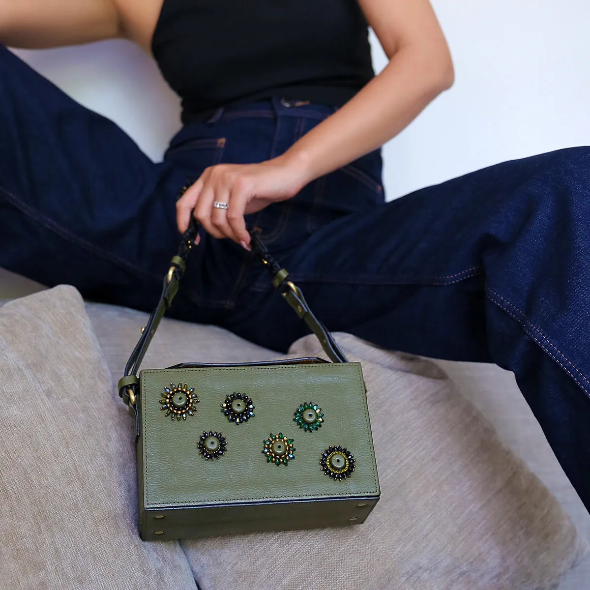 "Tara" BOX SLING - Green