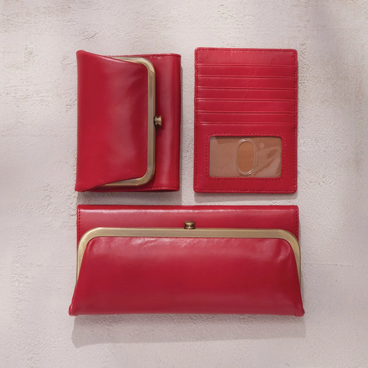 Rachel Continental Wallet In Polished Leather - Hibiscus