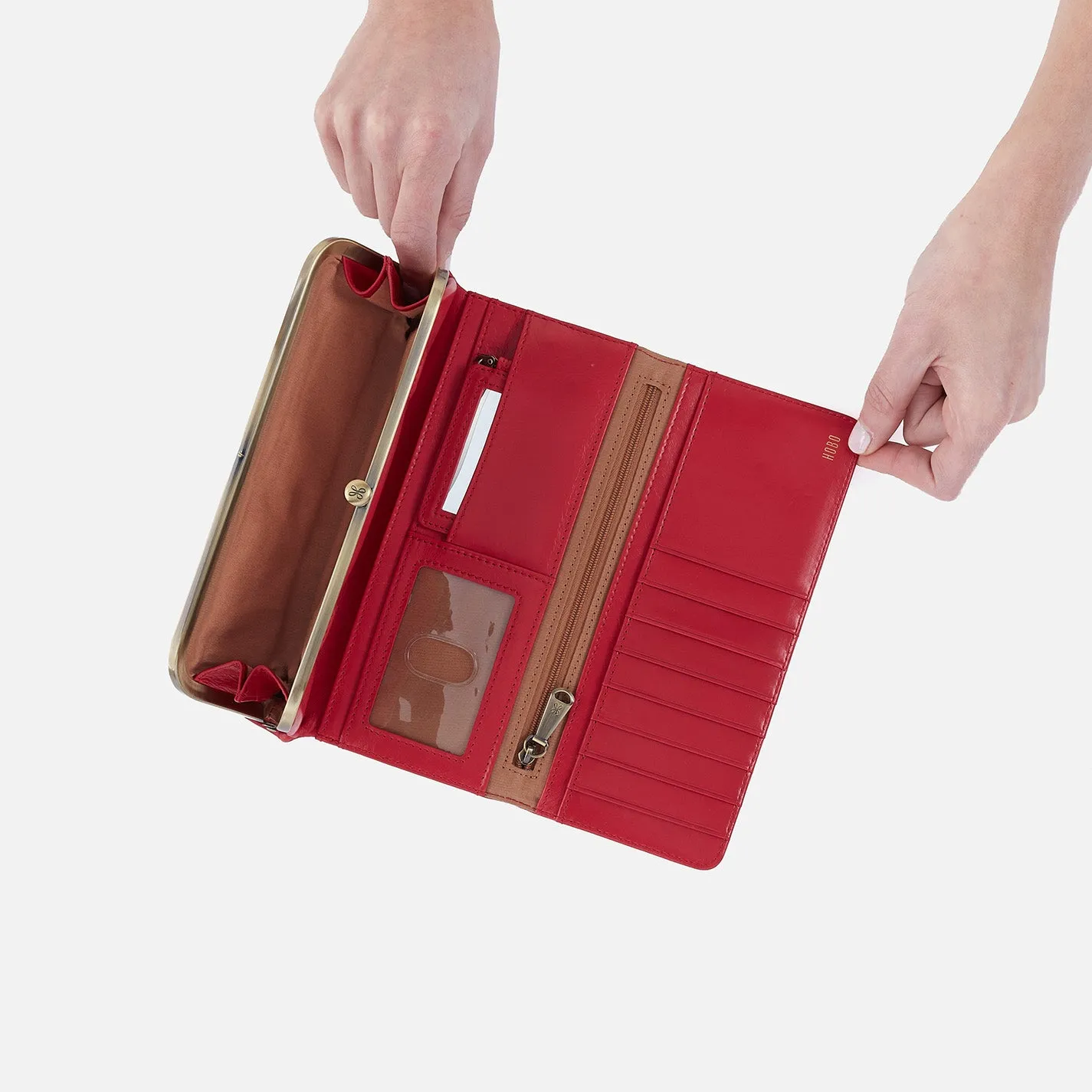 Rachel Continental Wallet In Polished Leather - Hibiscus