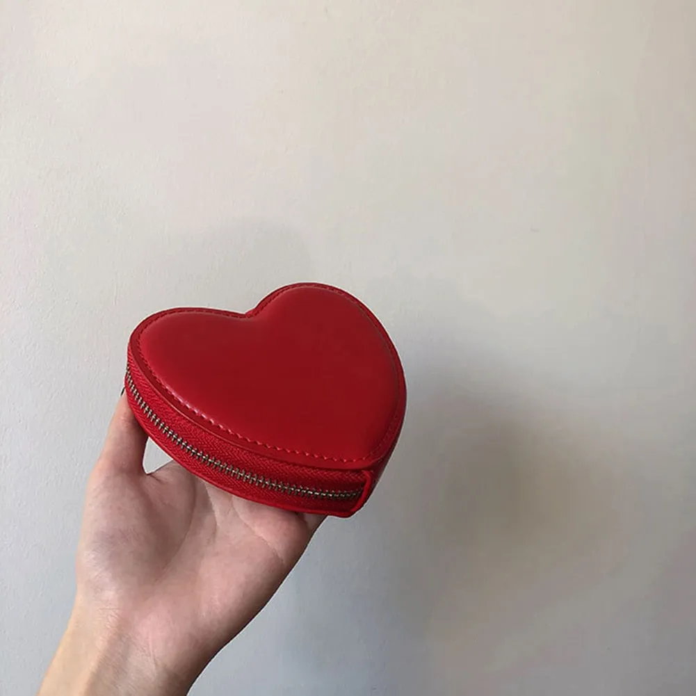 Realaiot Fashion Heart Shaped Mini Money Purse Women Handbag Top-handle Bag Female Clutch Purse Ladies Street Party Wristlet Valentines Day