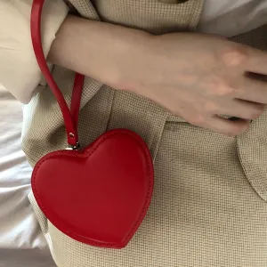 Realaiot Fashion Heart Shaped Mini Money Purse Women Handbag Top-handle Bag Female Clutch Purse Ladies Street Party Wristlet Valentines Day