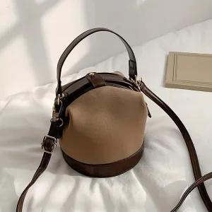 realaiot  Vintage Suede Bucket Bag, Small Stylish Crossbody Bag, Women's Fashion Snap Button Handbags