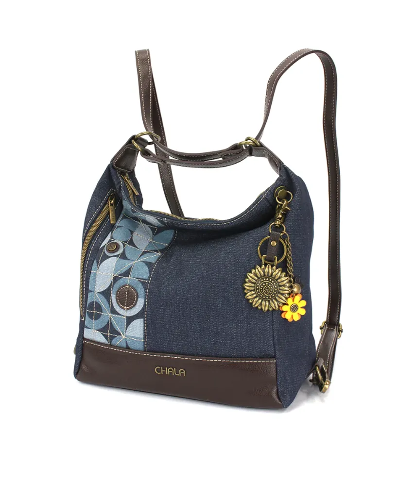 Retro Convertible Purse - Metal Sunflower Denim
