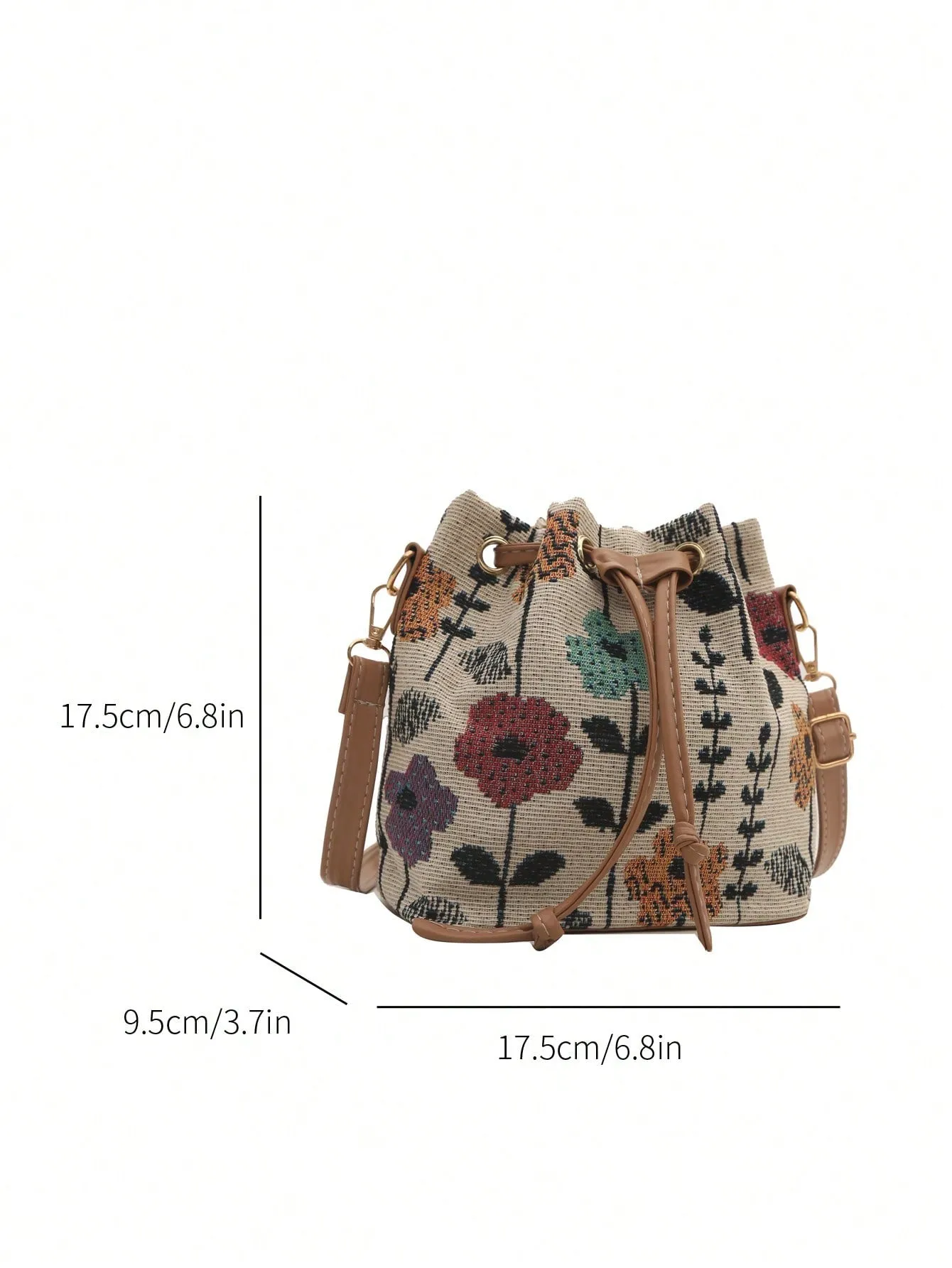 Retro Printing Calligraphy Bucket Bag