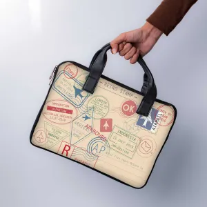 Retro Stamps Laptop Sleeve With Handle