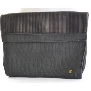 Ribbed Black Leather Clutch Purse By Bagheera
