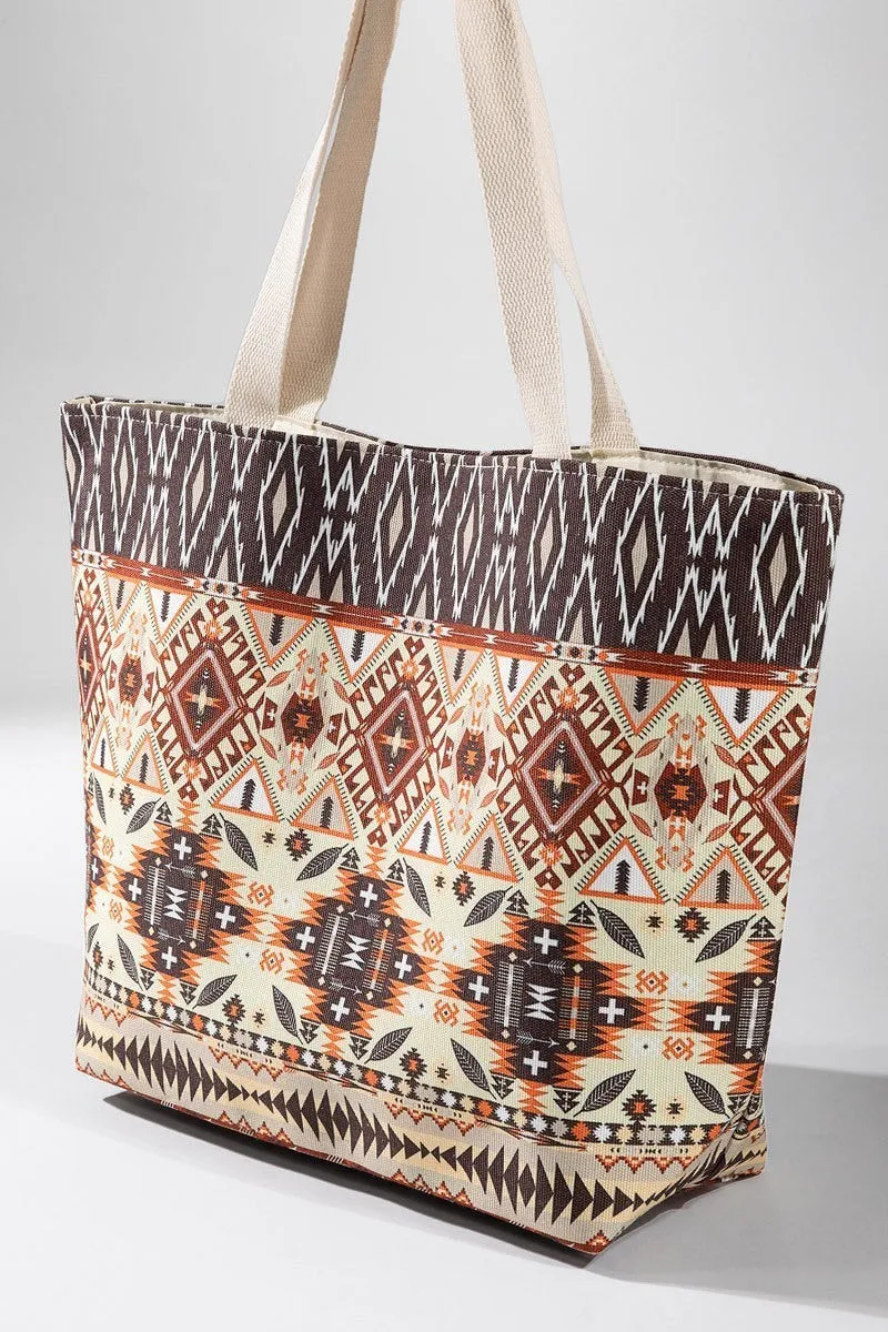 Rust Ethnic Print Tote Bag