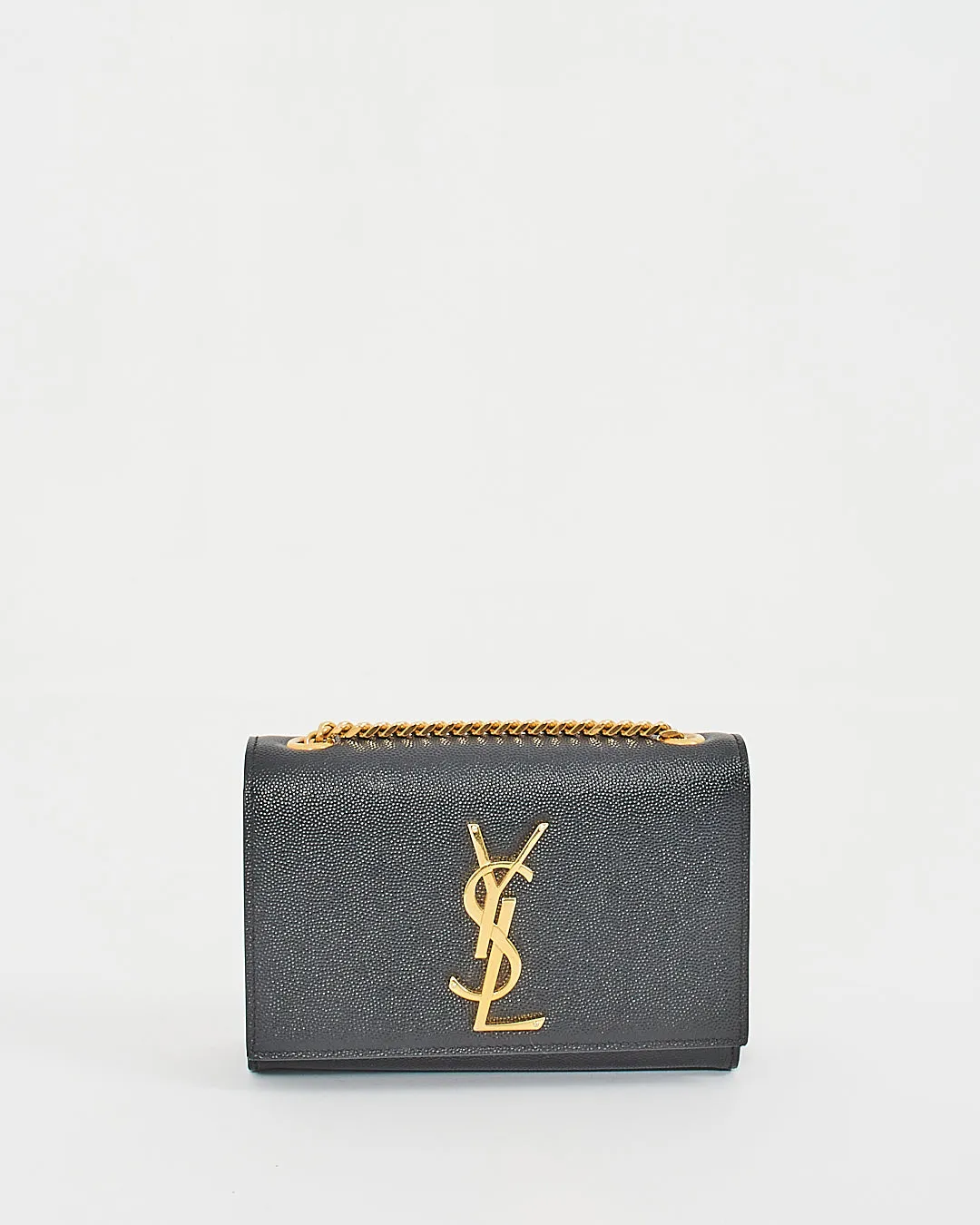 Saint Laurent Black Grained Leather Small Kate Chain Bag