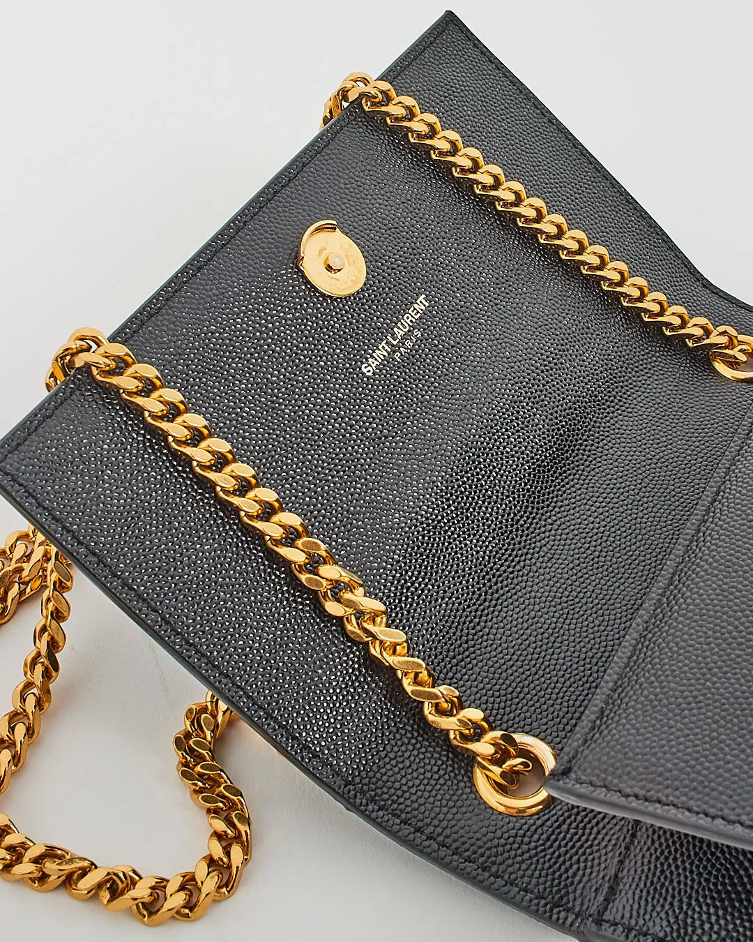 Saint Laurent Black Grained Leather Small Kate Chain Bag