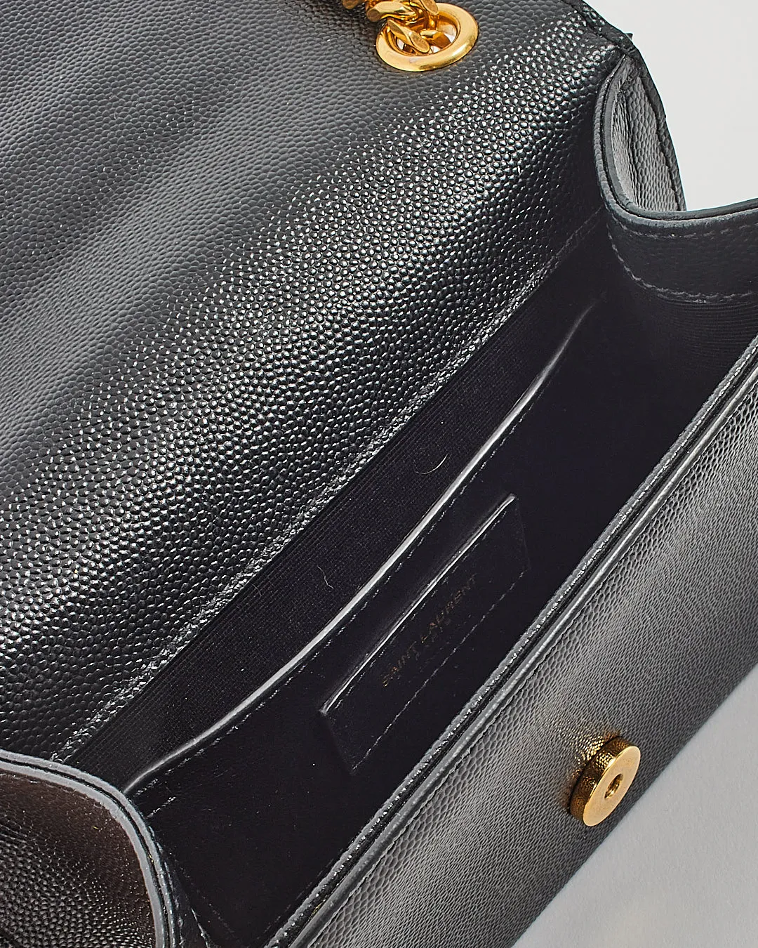Saint Laurent Black Grained Leather Small Kate Chain Bag
