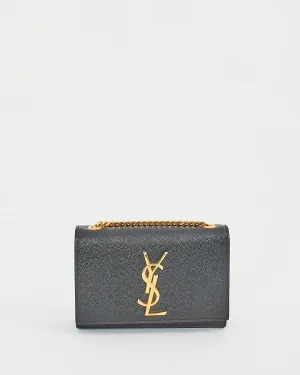 Saint Laurent Black Grained Leather Small Kate Chain Bag