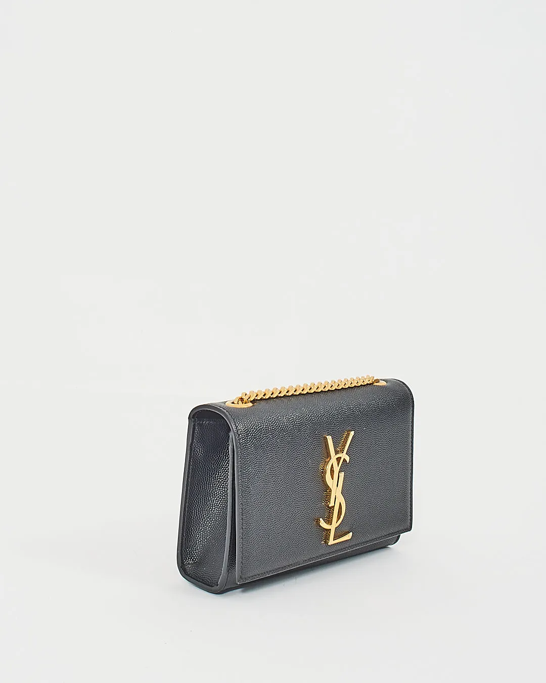 Saint Laurent Black Grained Leather Small Kate Chain Bag