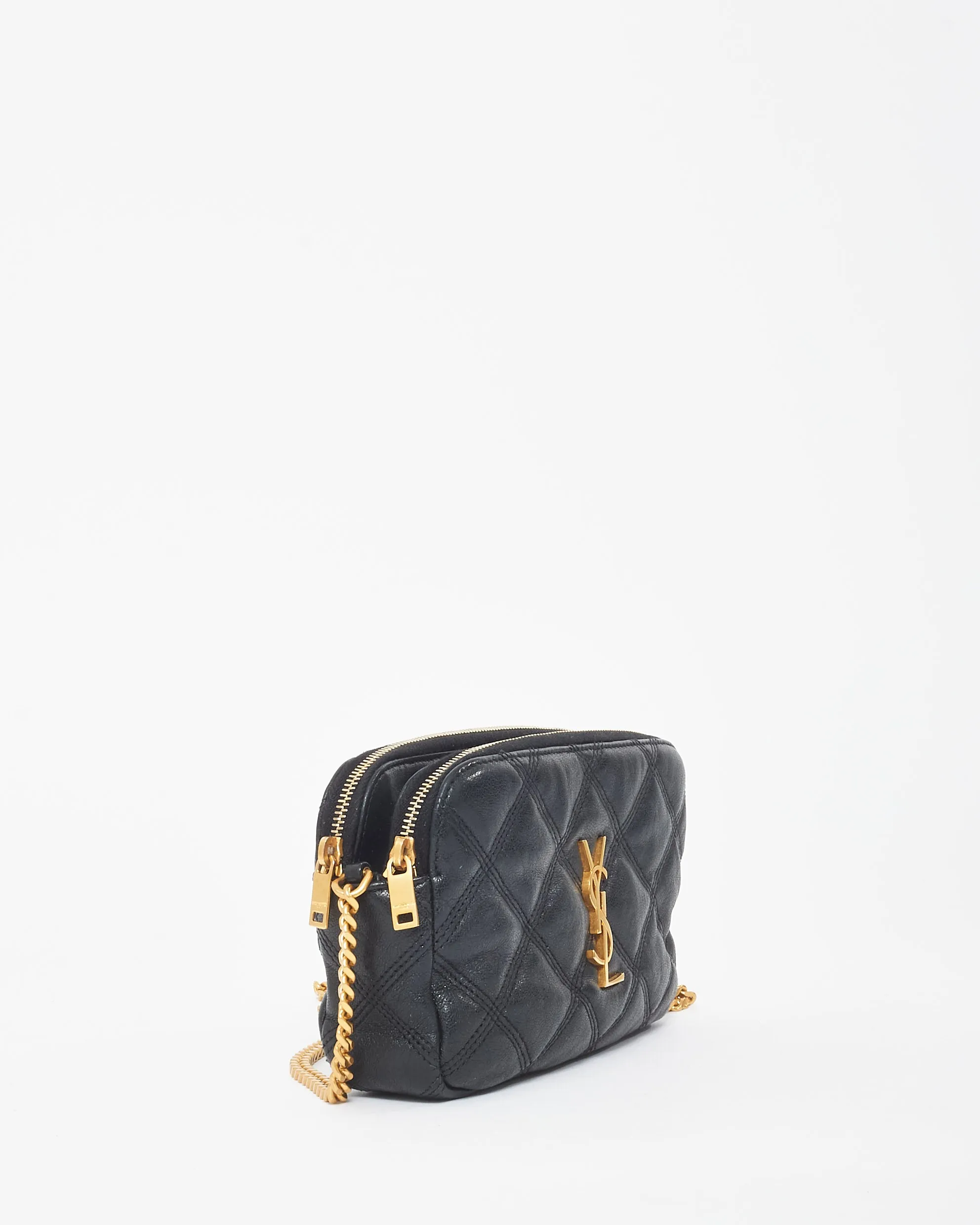 Saint Laurent Black Leather Logo Becky Crossbody Bag